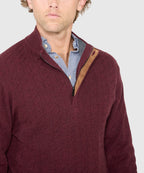 Long Sleeve Cable Knit Button Mock Pullover Sweater
