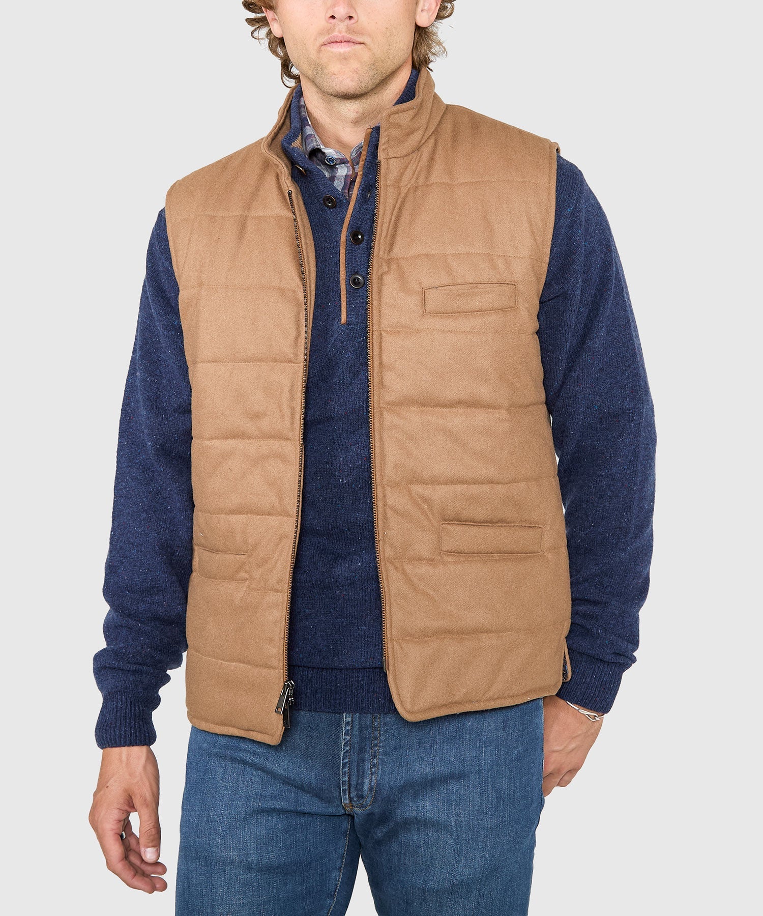 Wool Blend Quilted Commuter Vest – Vicuna