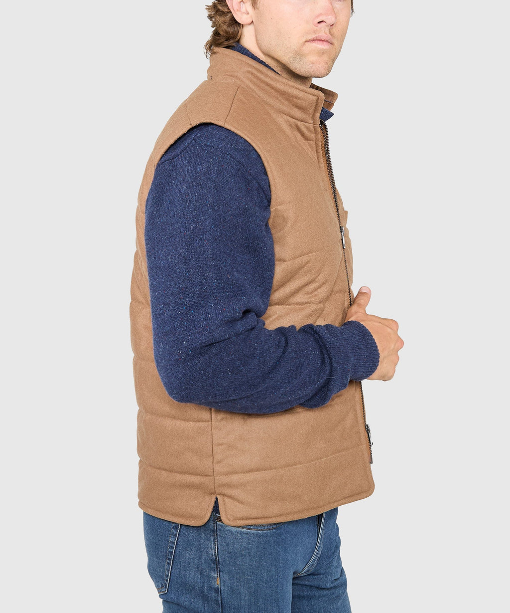 Wool Blend Quilted Commuter Vest – Vicuna