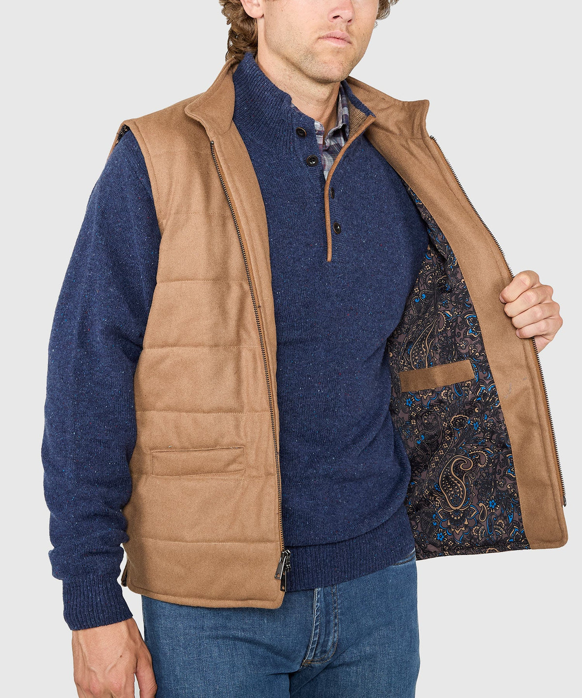 Wool Blend Quilted Commuter Vest – Vicuna