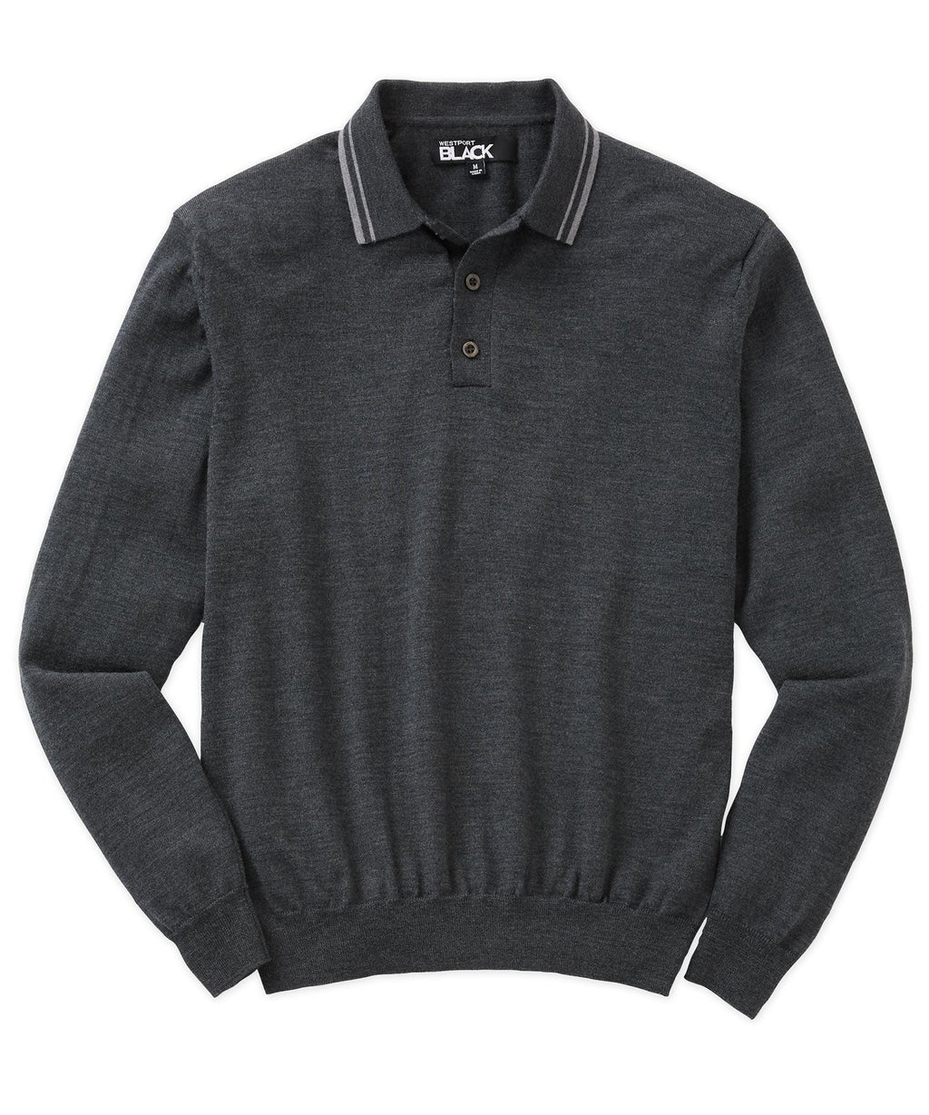 Long Sleeve Retro Tipped Merino Polo