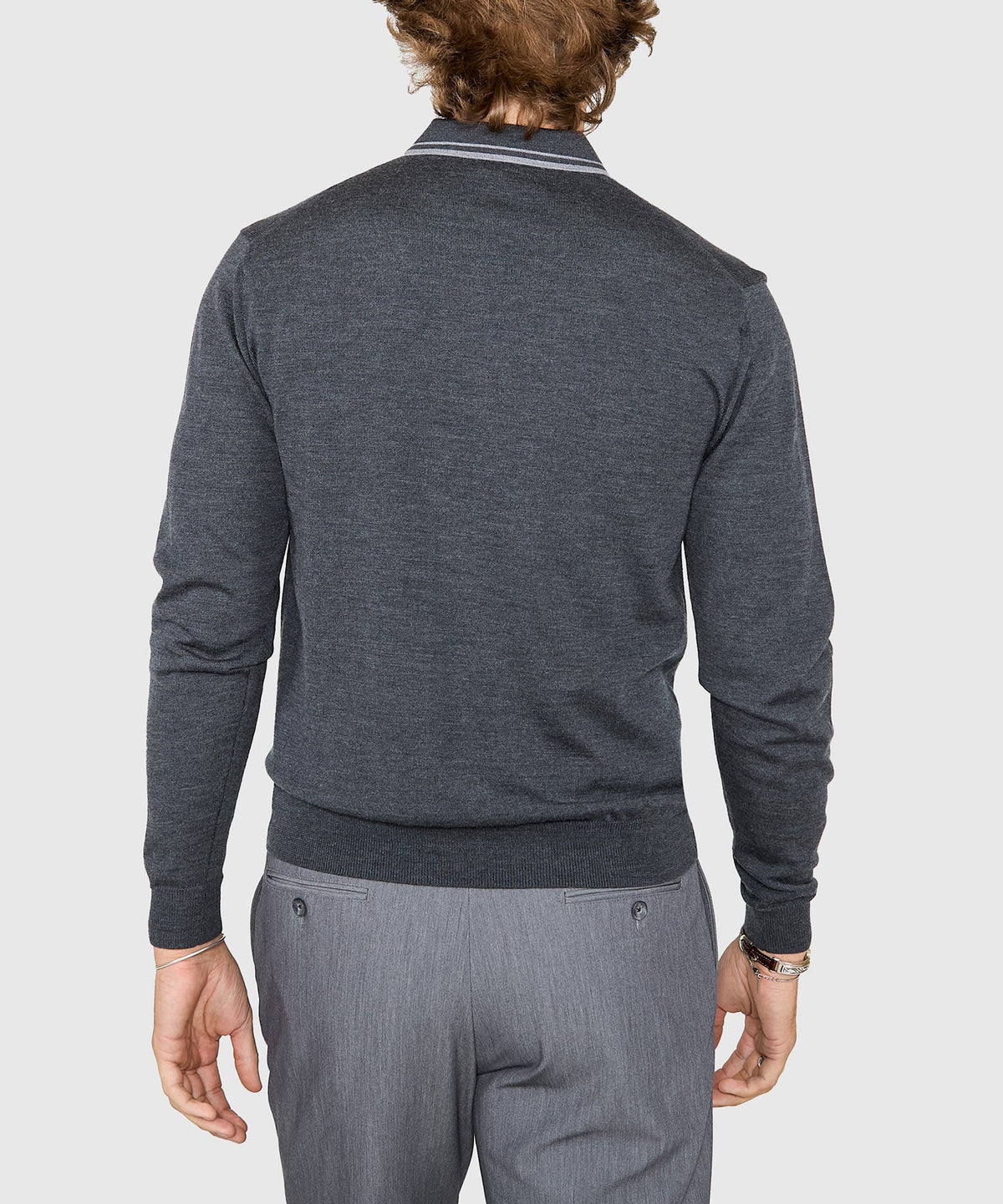 Long Sleeve Retro Tipped Merino Polo