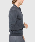 Long Sleeve Retro Tipped Merino Polo