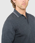 Long Sleeve Retro Tipped Merino Polo
