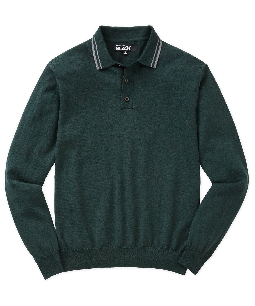 Long Sleeve Retro Tipped Merino Polo