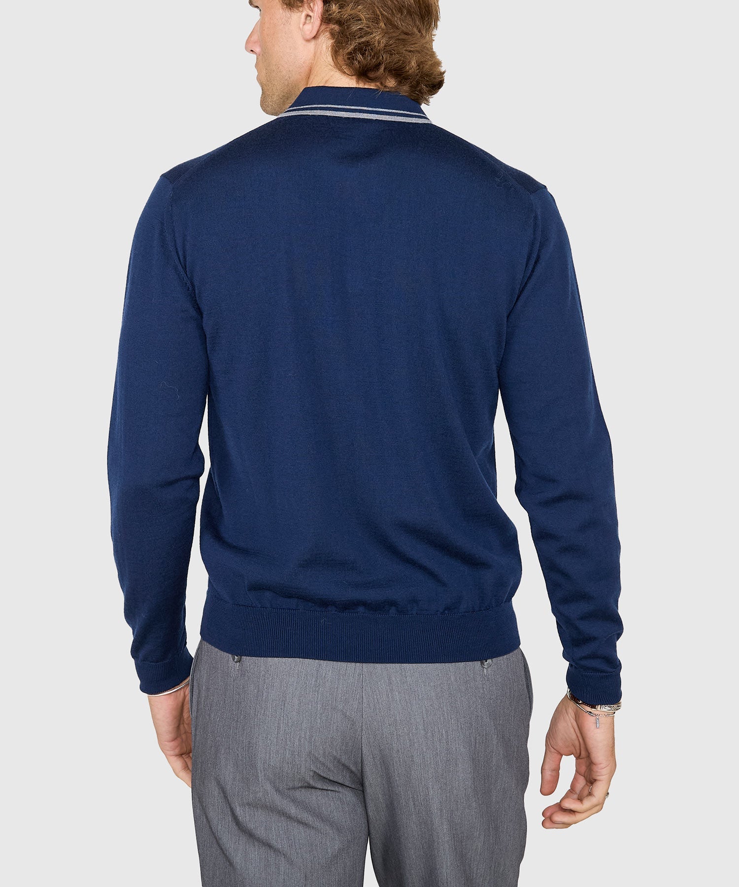 Long Sleeve Retro Tipped Merino Polo