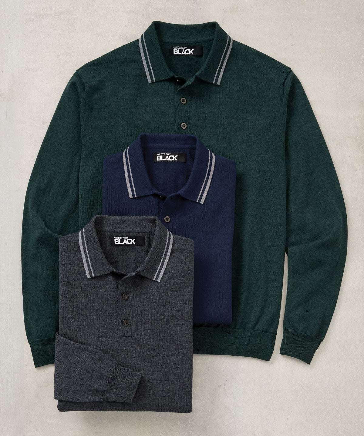Long Sleeve Retro Tipped Merino Polo