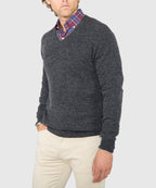 Cashmere Blend Mouline V-Neck Sweater