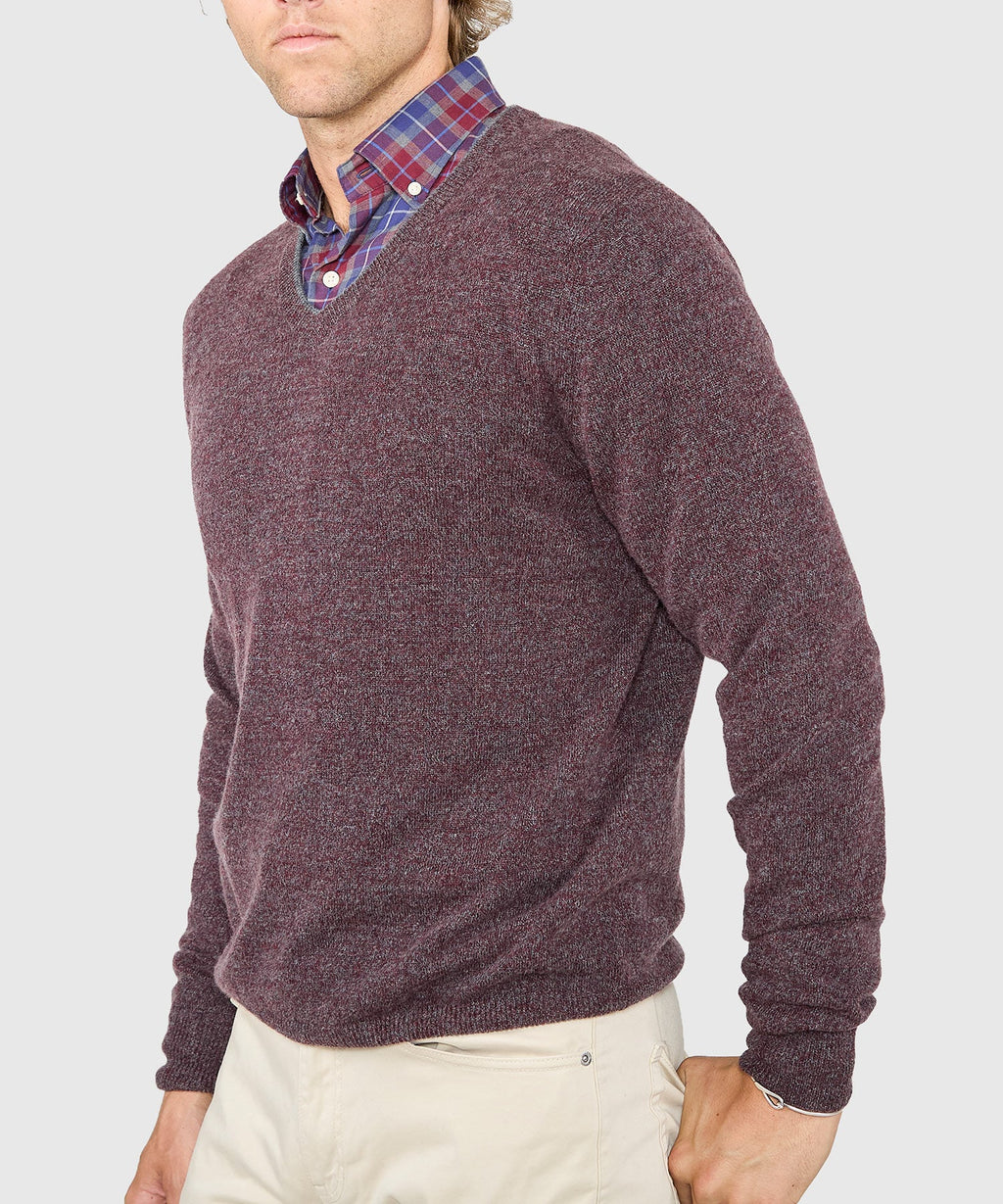 Cashmere Blend Mouline V-Neck Sweater