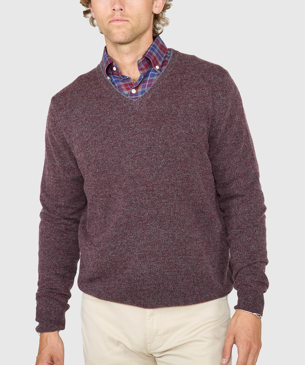 Cashmere Blend Mouline V-Neck Sweater