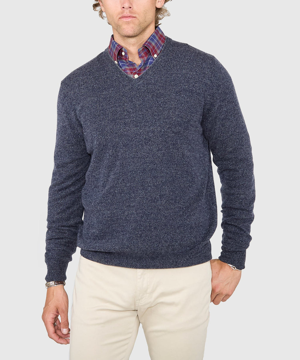 Cashmere Blend Mouline V-Neck Sweater