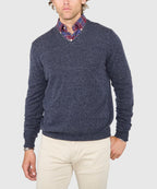 Cashmere Blend Mouline V-Neck Sweater
