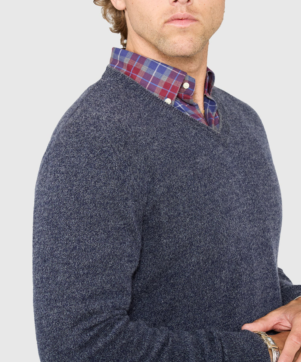 Cashmere Blend Mouline V-Neck Sweater