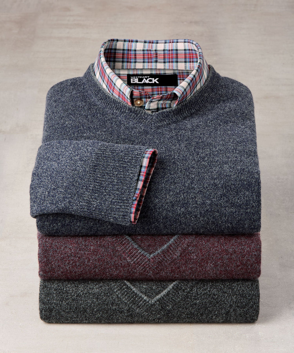 Cashmere Blend Mouline V-Neck Sweater
