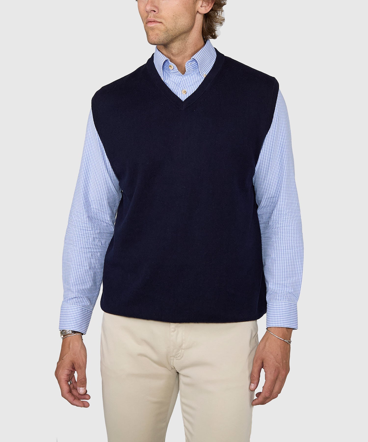 Classic Cotton Cashmere V-Neck Sweater Vest
