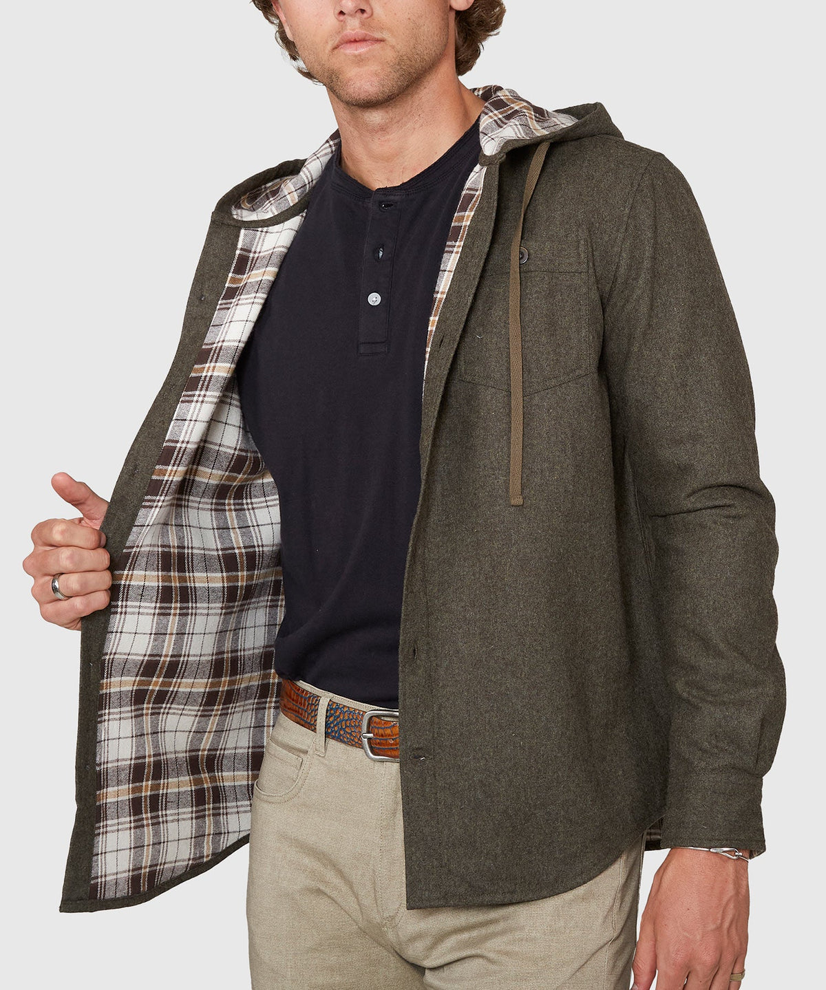 Hooded Flannel Shirt Jacket