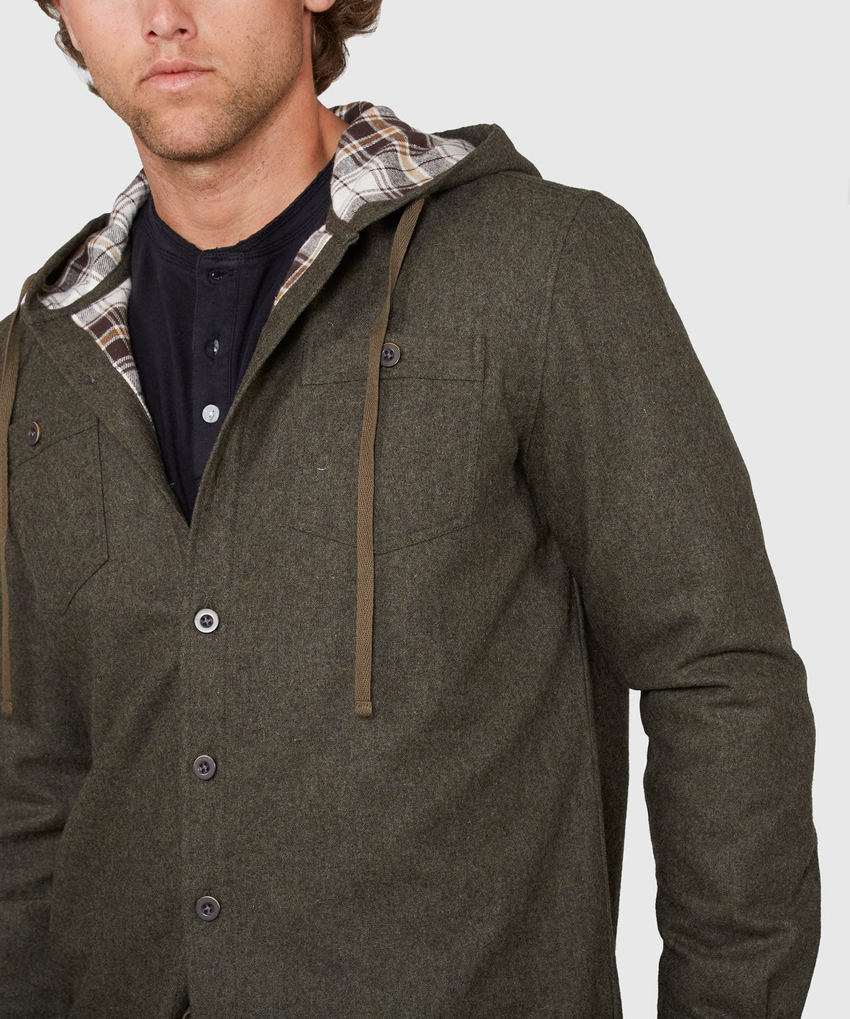 Hooded Flannel Shirt Jacket