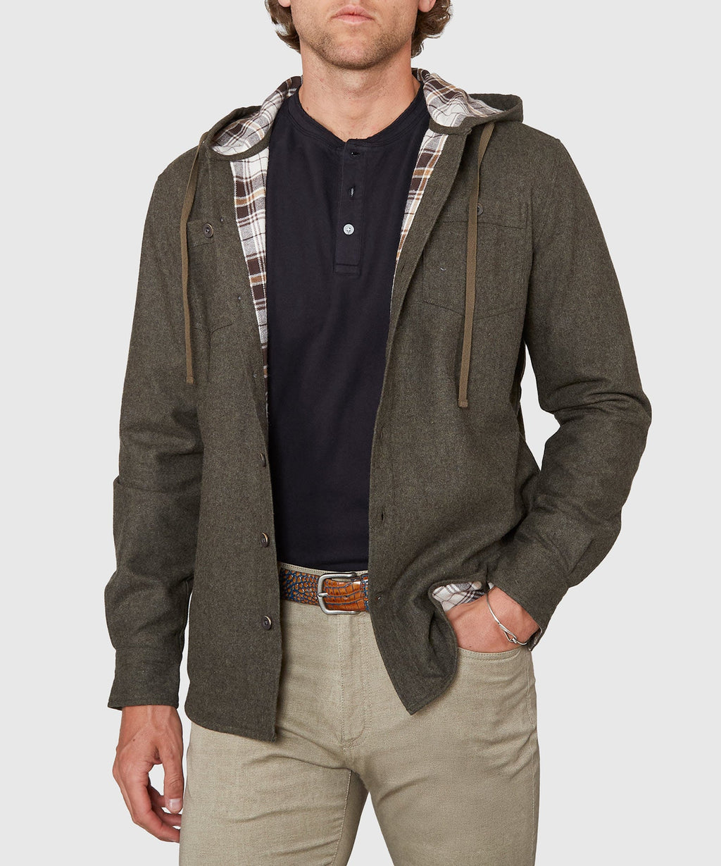 Hooded Flannel Shirt Jacket