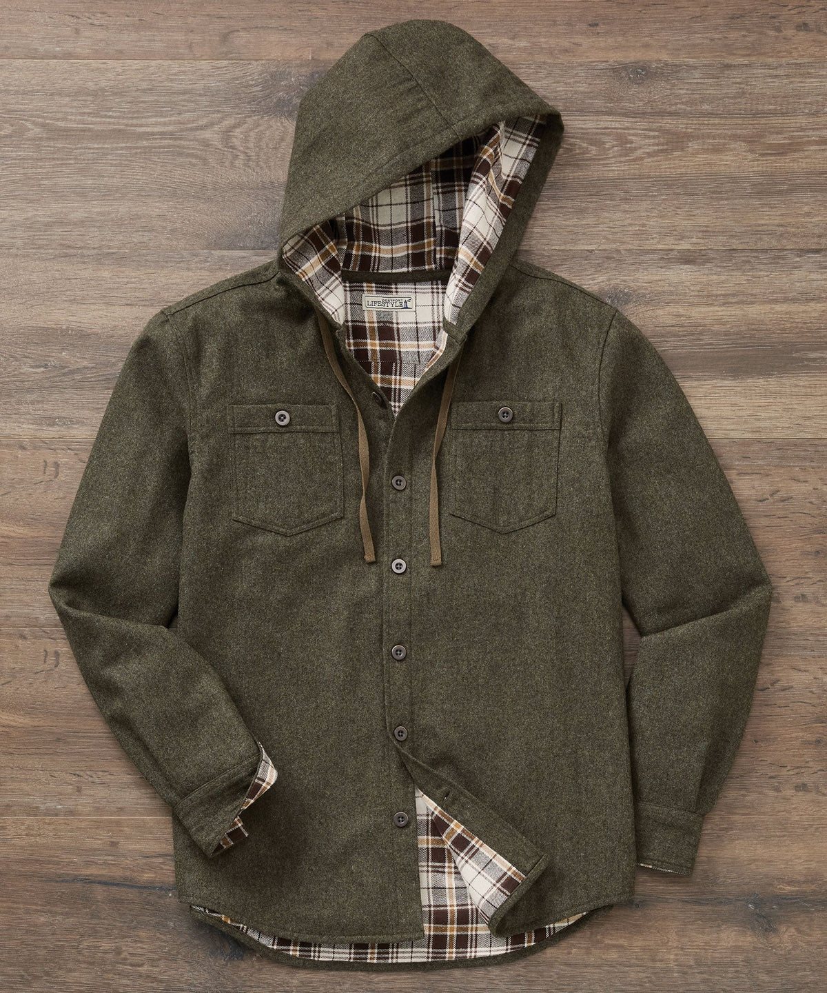 Hooded Flannel Shirt Jacket