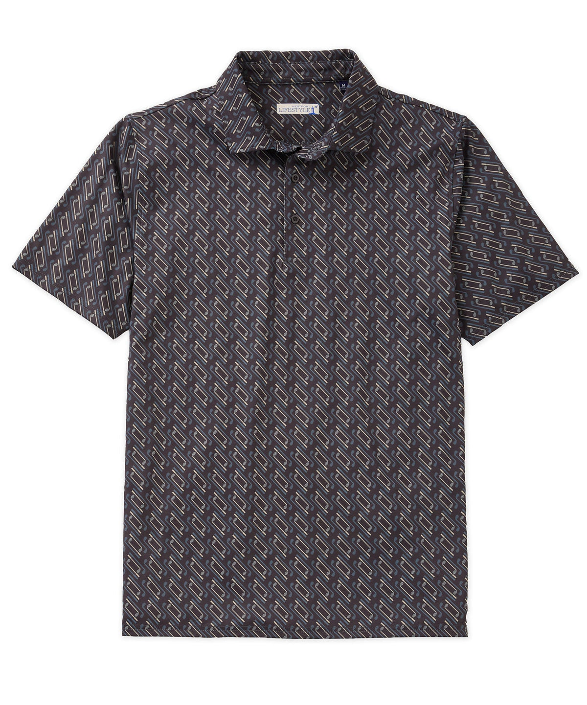 Short Sleeve Clubs Print Stretch Performance Polo