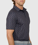 Short Sleeve Clubs Print Stretch Performance Polo