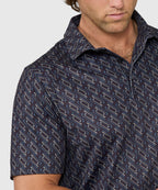 Short Sleeve Clubs Print Stretch Performance Polo