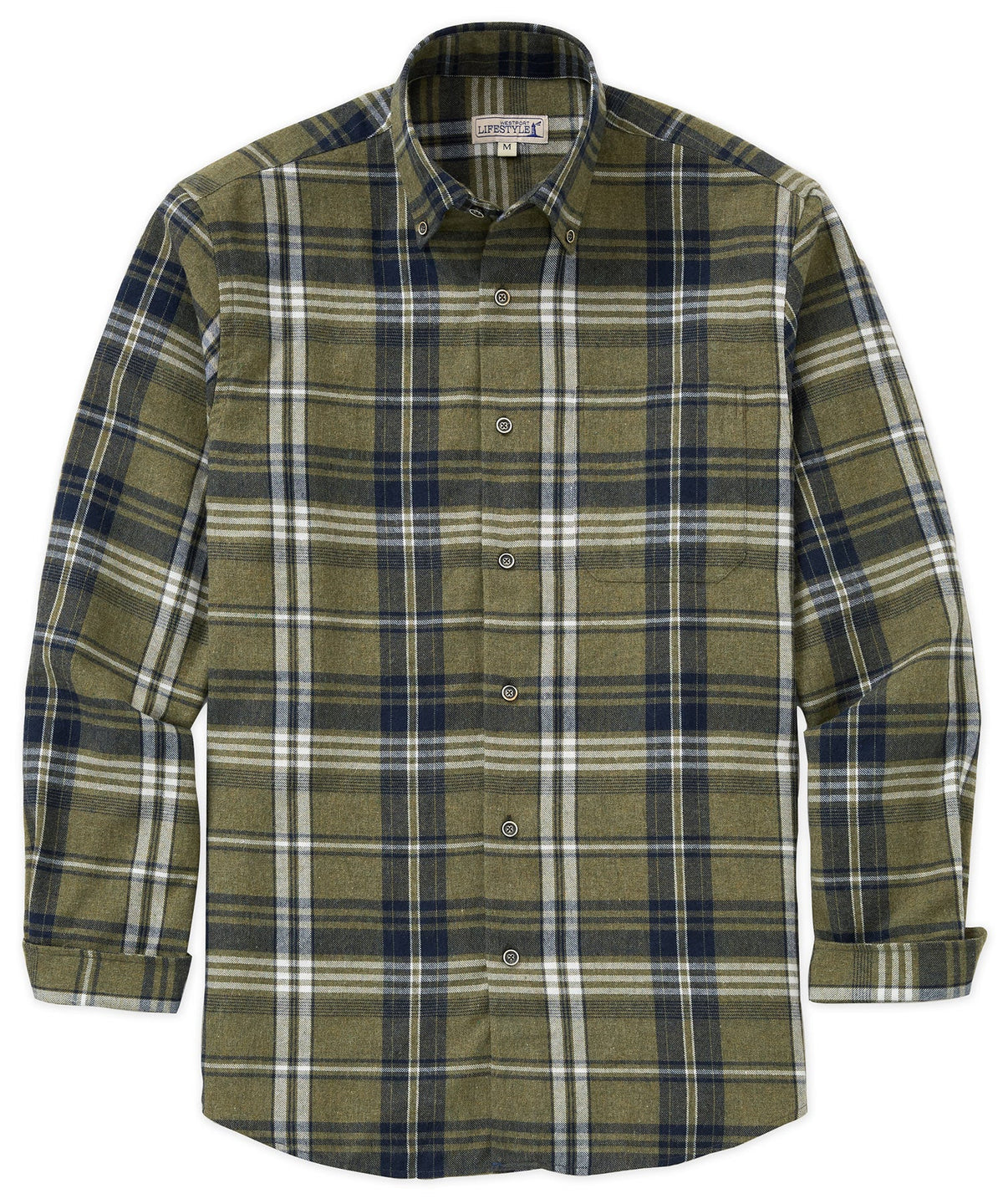 Long Sleeve Flannel Sport Shirt – Green/Multi