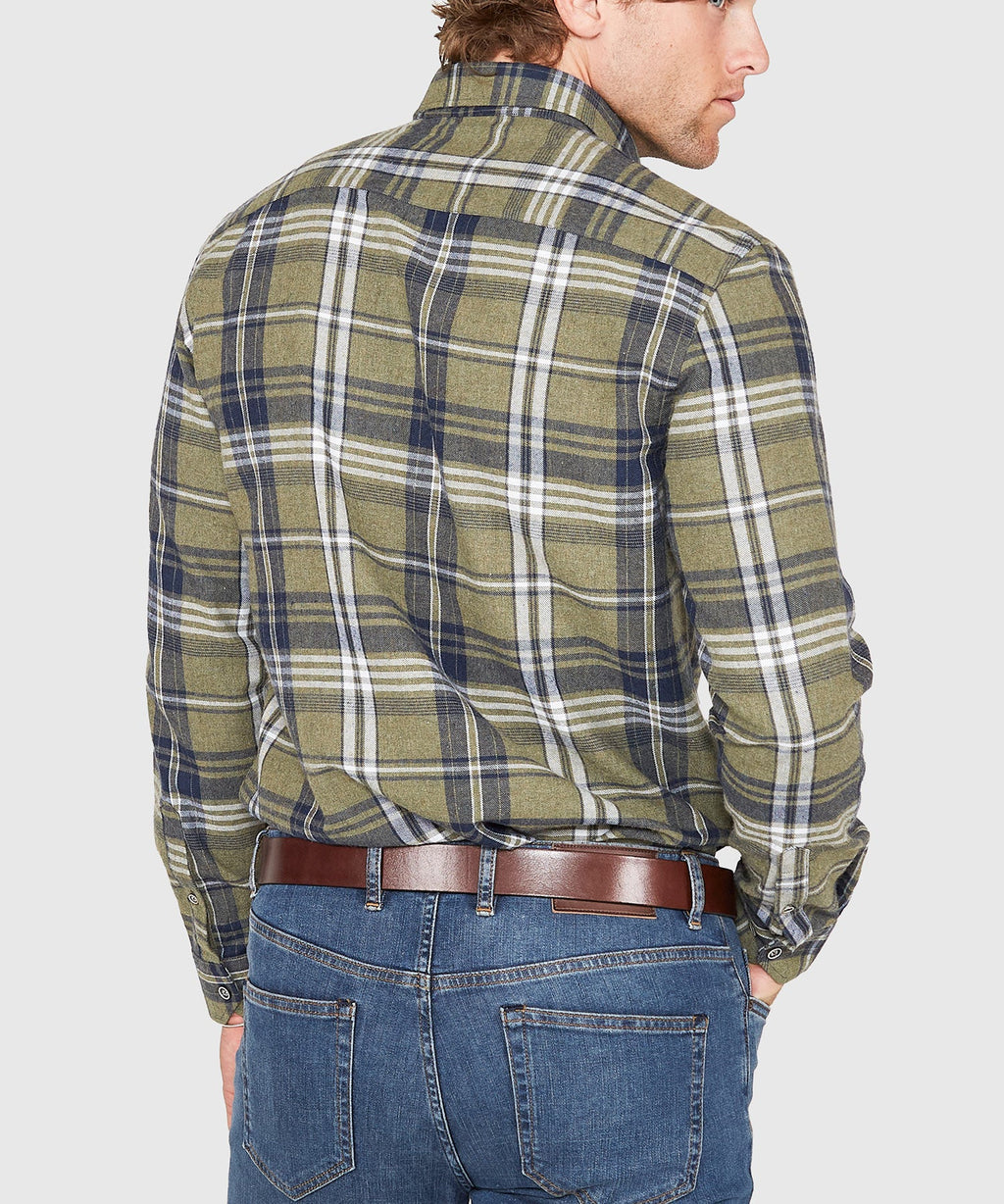 Long Sleeve Flannel Sport Shirt – Green/Multi