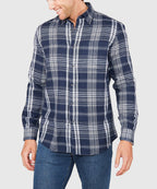 Long Sleeve Flannel Sport Shirt – Grey/Navy