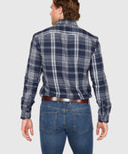 Long Sleeve Flannel Sport Shirt – Grey/Navy
