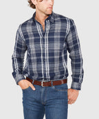 Long Sleeve Flannel Sport Shirt – Grey/Navy