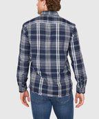 Long Sleeve Flannel Sport Shirt – Grey/Navy