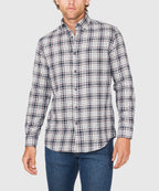 Long Sleeve Flannel Sport Shirt – Ivory/Multi