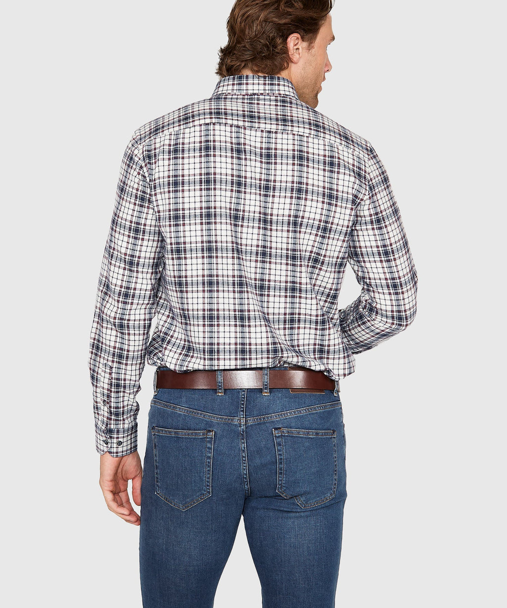 Long Sleeve Flannel Sport Shirt – Ivory/Multi