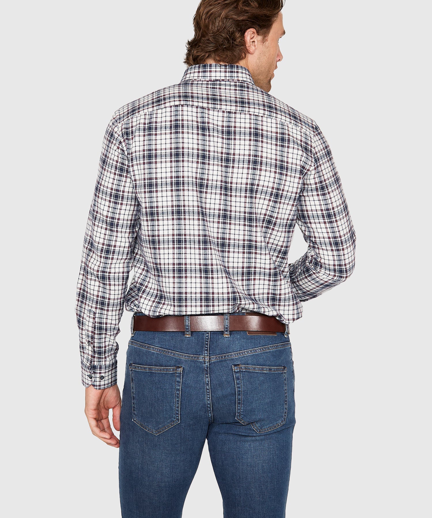 Long Sleeve Flannel Sport Shirt – Ivory/Multi