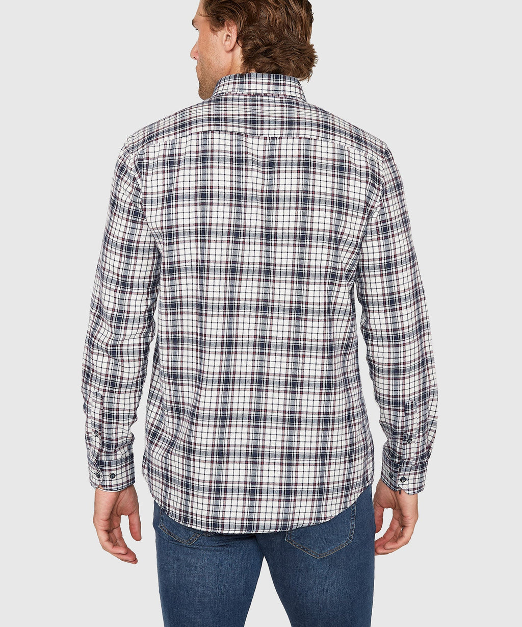 Long Sleeve Flannel Sport Shirt – Ivory/Multi