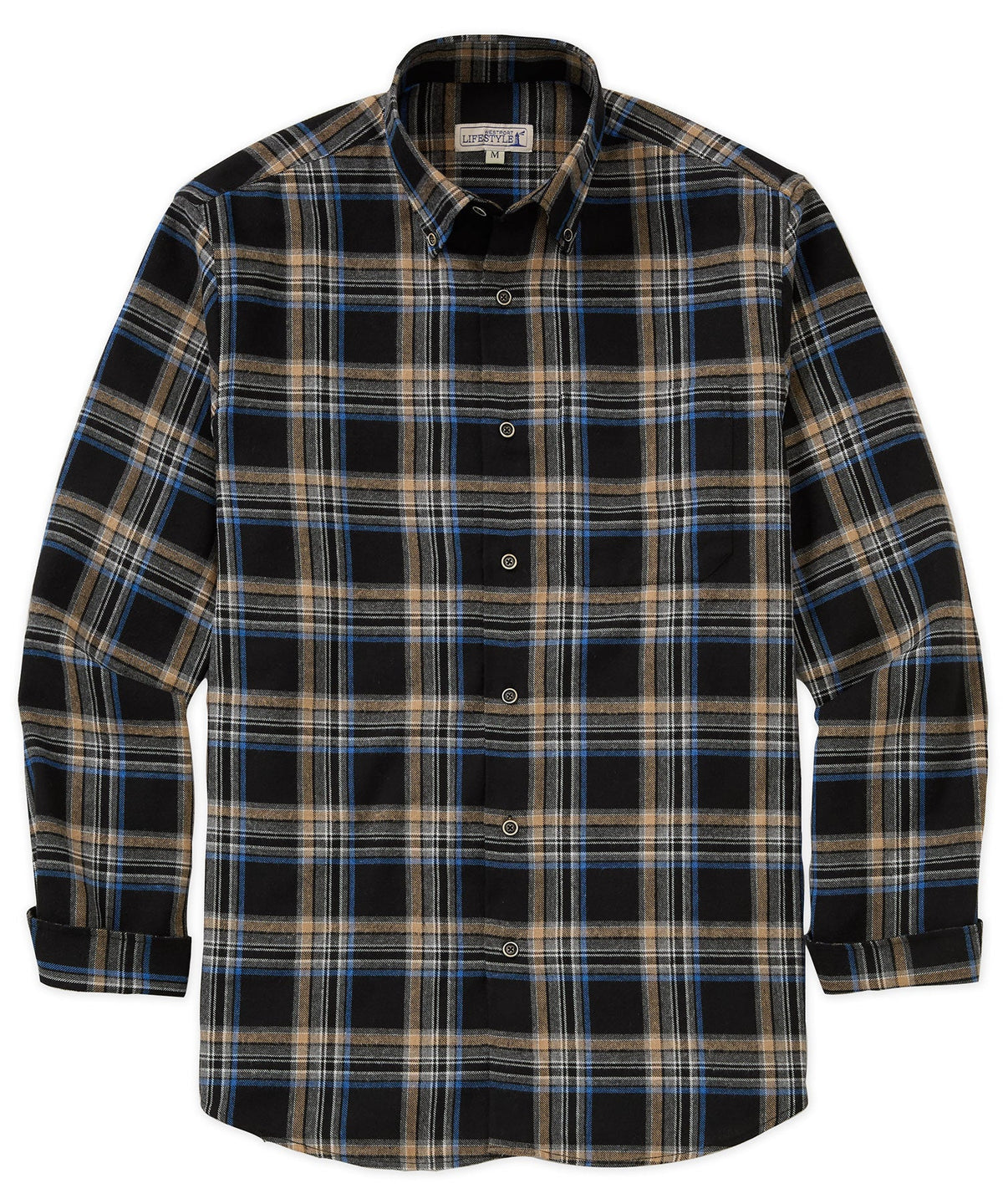 Long Sleeve Flannel Sport Shirt – Black/Multi