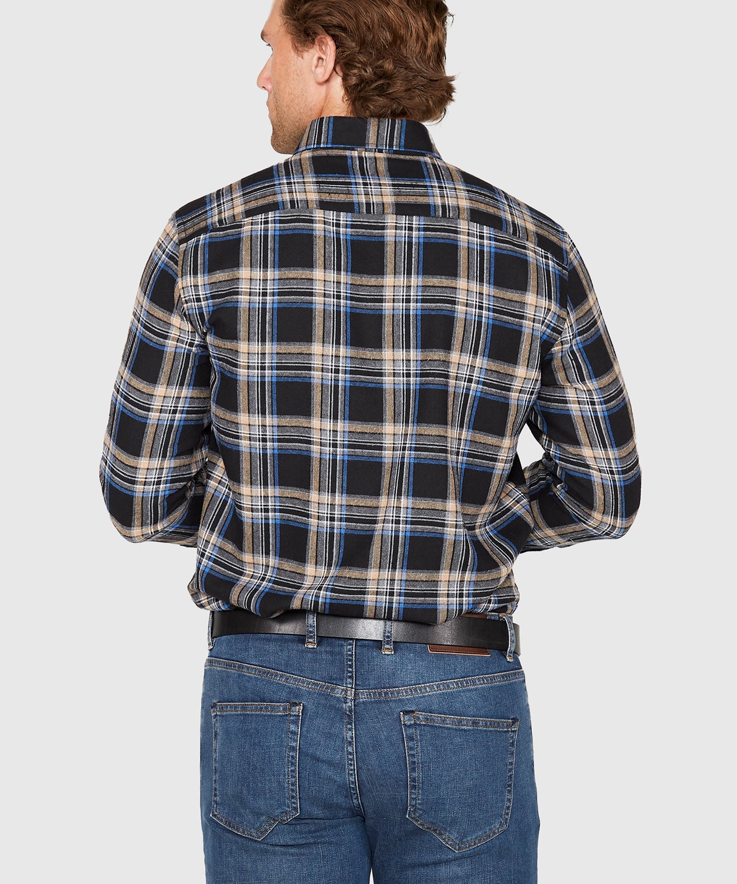 Long Sleeve Flannel Sport Shirt – Black/Multi