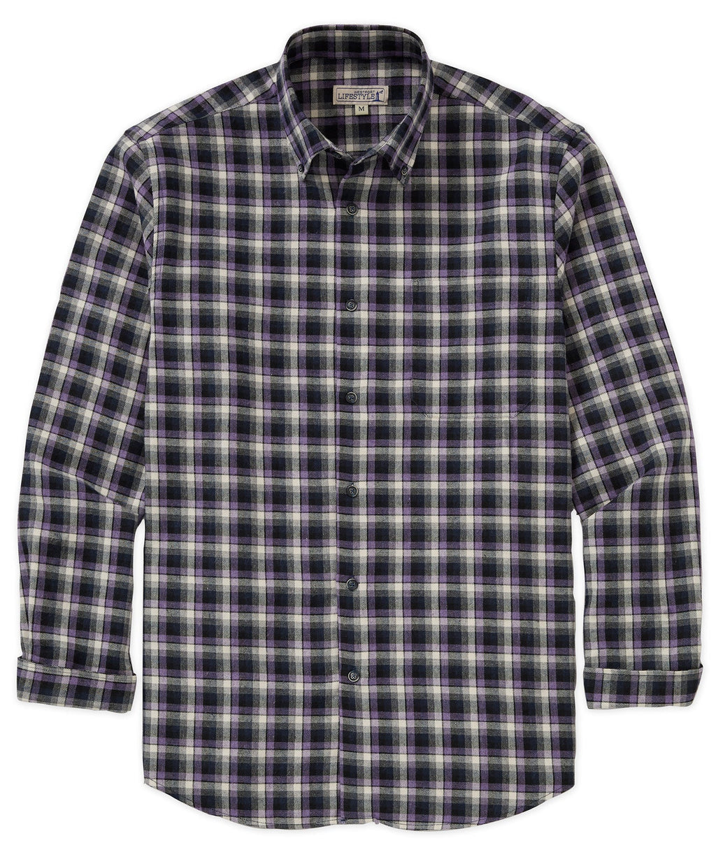 Long Sleeve Flannel Sport Shirt – Purple/Multi