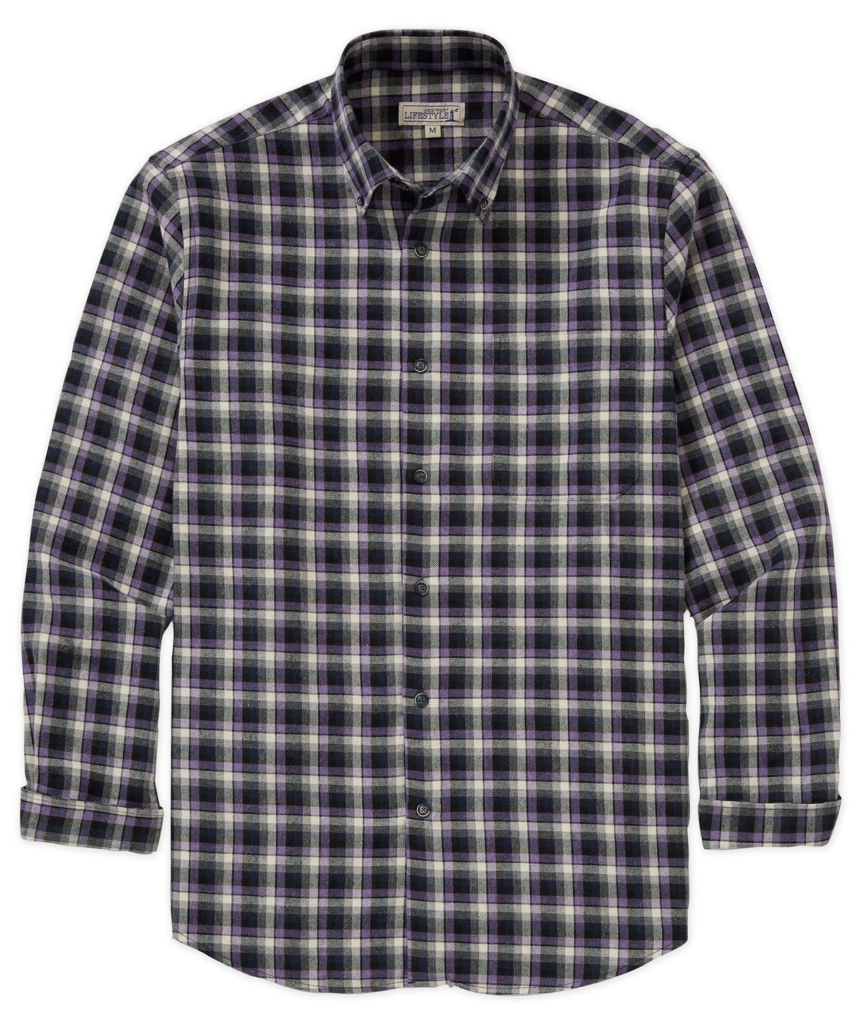 Long Sleeve Flannel Sport Shirt – Purple/Multi