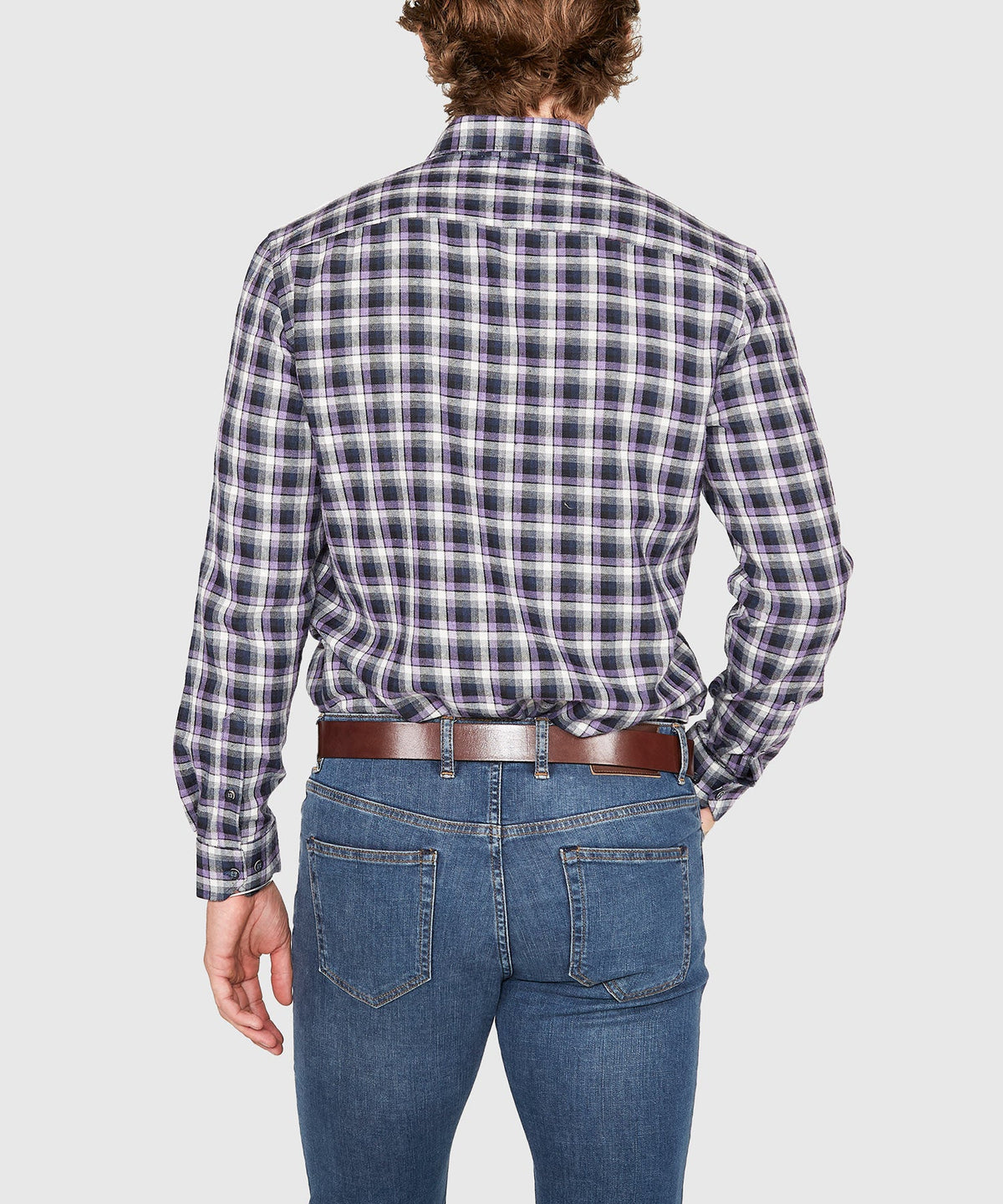 Long Sleeve Flannel Sport Shirt – Purple/Multi