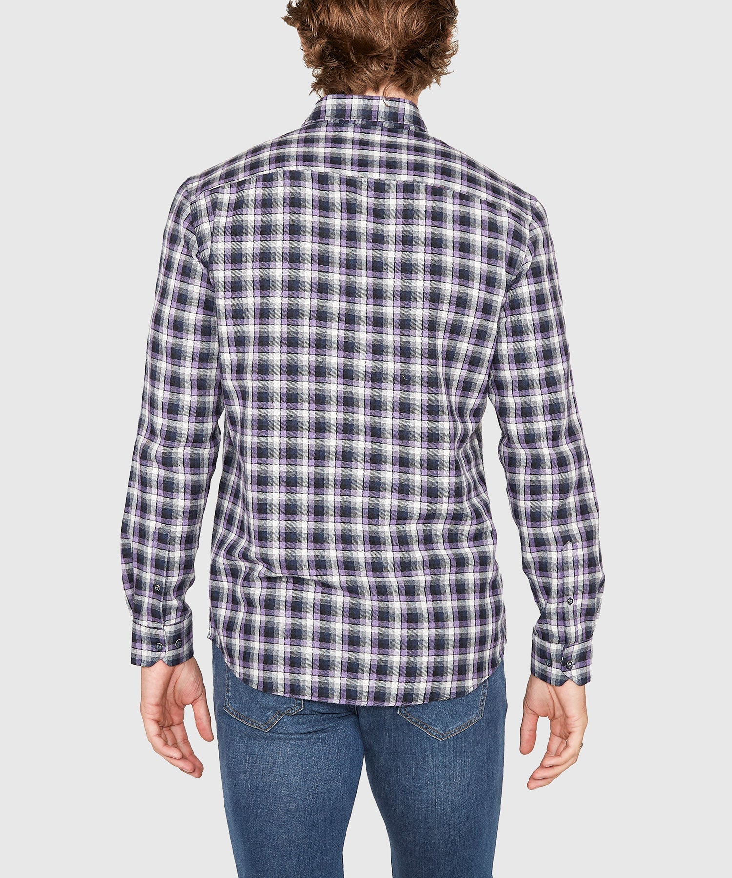 Long Sleeve Flannel Sport Shirt – Purple/Multi