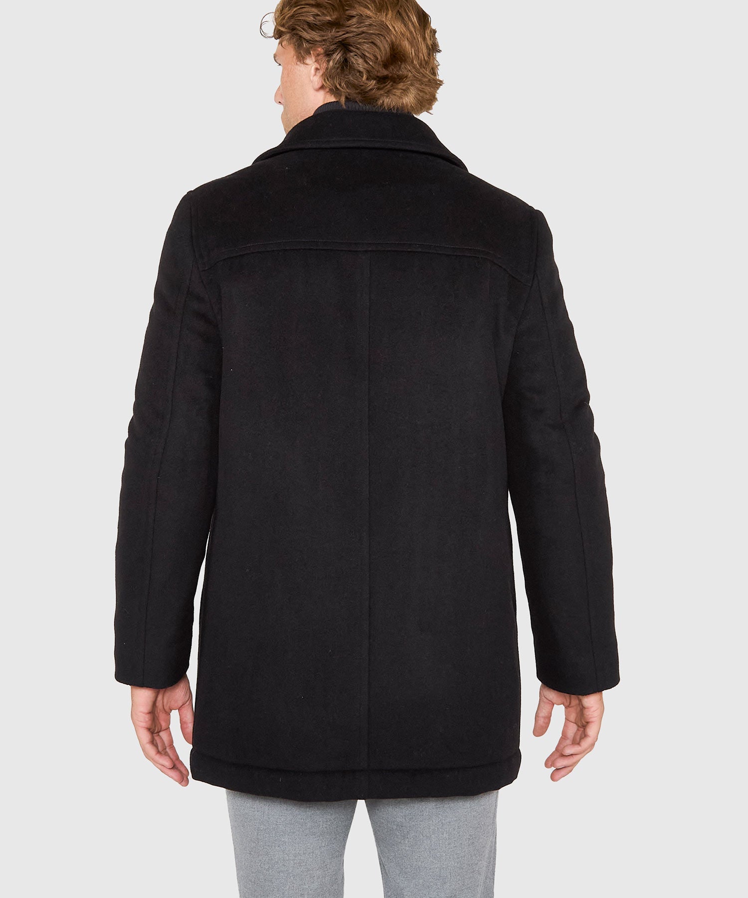 Wool Blend Three-Quarter Length Bibbed Coat
