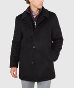 Wool Blend Three-Quarter Length Bibbed Coat