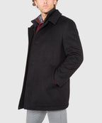 Wool Blend Three-Quarter Length Bibbed Coat