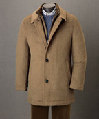 Wool Blend Three-Quarter Length Bibbed Coat