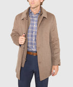 Wool Blend Three-Quarter Length Bibbed Coat