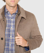 Wool Blend Three-Quarter Length Bibbed Coat