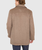 Wool Blend Three-Quarter Length Bibbed Coat