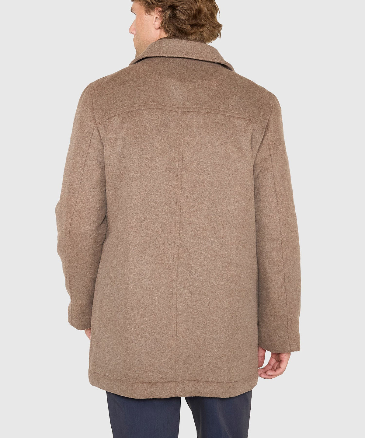 Wool Blend Three-Quarter Length Bibbed Coat